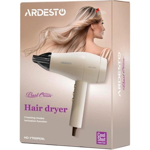 Фен Ardesto Pearl Cream, 1800-2000Вт, 2 швидкості, 3 температурних режими, бежевий (HD-Y700PERL)