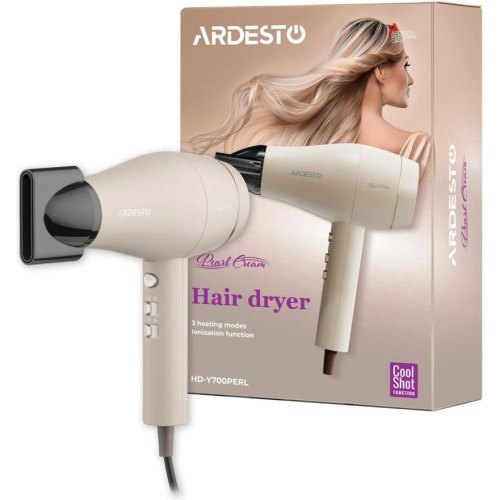 Фен Ardesto Pearl Cream, 1800-2000Вт, 2 швидкості, 3 температурних режими, бежевий (HD-Y700PERL)