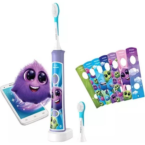 Електрична зубна щітка Philips Sonicare For Kids, 62000 коливань на хвилину, 2 насадки, фіолетова (HX6322/12)