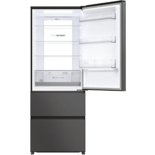 Холодильник багатодверний Haier HTR5719ENPT, холодильник 354л, морозилка 174л, А+, NF, інвертор, 3 дверей, дисплей, чорний