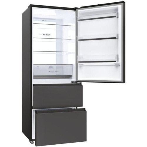 Холодильник багатодверний Haier HTR5719ENPT, холодильник 354л, морозилка 174л, А+, NF, інвертор, 3 дверей, дисплей, чорний