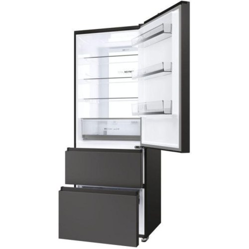 Холодильник багатодверний Haier HTR5719ENPT, холодильник 354л, морозилка 174л, А+, NF, інвертор, 3 дверей, дисплей, чорний