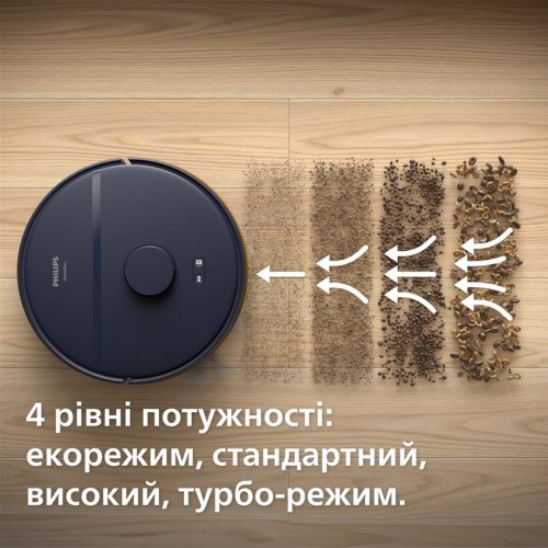 Робот-пилосос Philips Series 2000, висота 9.7см, контейнер 0.38л, контейнер для води 0.3л, HEPA 11, Wi-Fi, темно-синій (XU2000/15)