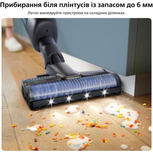 Пилосос бездротовий Philips AquaTrio, вологе прибирання, контейнер 0.42л, робота до 25хв, PowerCyclone Aqua, чорний (XW9463/11)