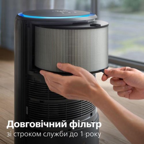 Очисник повітря Philips PureProtect Water Series 3400, 78м.кв, 300м.куб/год, Nano, НЕРА, вугільний фільтр, Wi-Fi, темно-сірий (AC3421/13)
