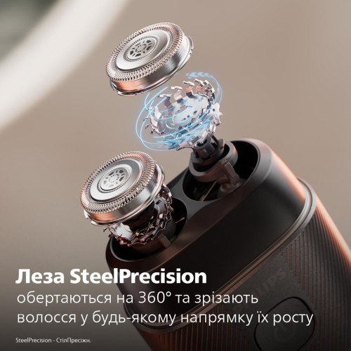 Бритва електрична, роторна Philips Shaver 500 Series,  2 головки для бриття, Li-Ion, сухе/вологе бриття, дорожній футляр, чорна (S591/05)