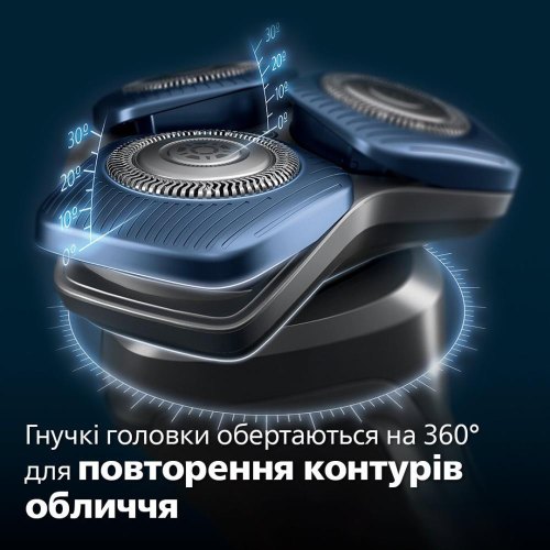 Бритва електрична, роторна Philips Series 7000,  3 головки для бриття, Li-Ion, сухе/вологе бриття, тример, індикатор заряду, чохол, синя (S7886/35)