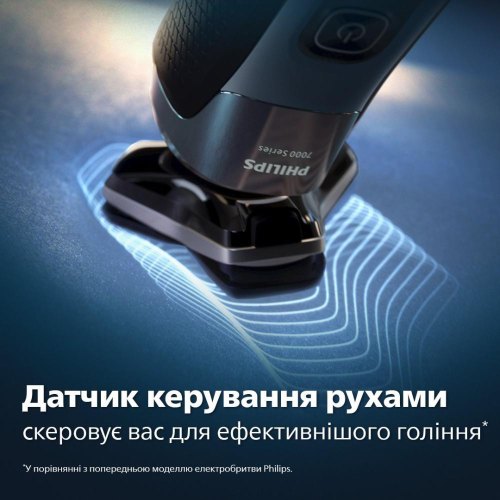 Бритва електрична, роторна Philips Series 7000,  3 головки для бриття, Li-Ion, сухе/вологе бриття, тример, індикатор заряду, чохол, синя (S7886/35)