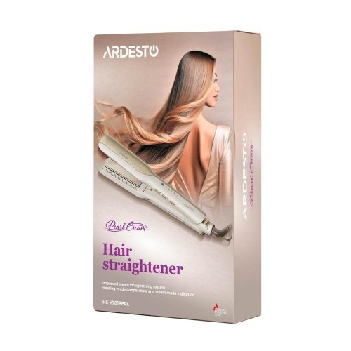 Випрямляч Ardesto Pearl Cream, 50Вт, 140-230 градусів, кераміка, з функцією подачі пару, бежевий (HS-Y701PERL)