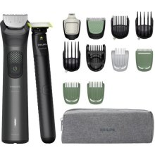 Тример Philips Series 9000, для обличчя/голови/тіла, акумулятор, 15 насадок, OneBlade в комплекті, сталь, сірий (MG9531/15)