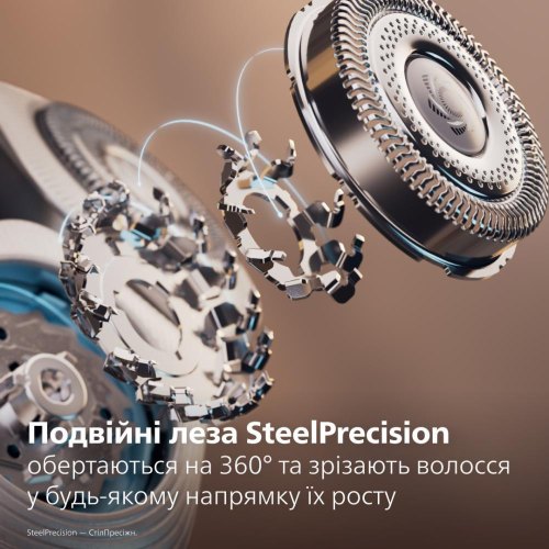 Бритва електрична Philips Series i9000 Prestige SkinIQ,  3 головки для бриття, Li-Ion, сухе/вологе бриття, індикатор заряду, чохол, синя (X9003/30)