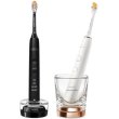 Набір електричних зубних щіток Philips Sonicare DiamondClean 9000 Series, 62000 коливань на хвилину, 1 насадка, 2шт в наборі, чорна/біла (HX9914/69)