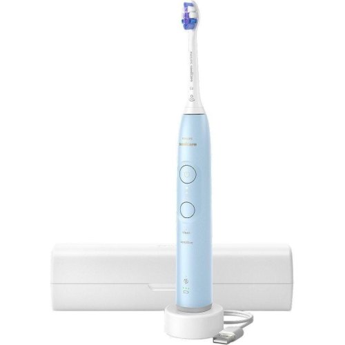 Електрична зубна щітка Philips Sonicare 6100 Series, 62000 коливань на хвилину, 1 насадка, футляр, блакитна (HX7406/02)