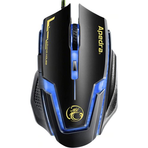 Миша дротова Apedra A9, 6 кнопок, 800/1200/2400/3200 DPI, Led Lighting, 1.3м, Black, Color Box