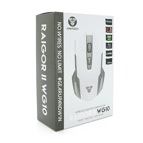 Миша бездротова Fantech WG10 RAIGOR II, 6 кнопок, 800-2000 DPI, White, Color Box