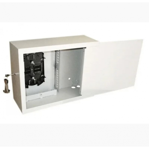 Антивандальна шафа (оптобокс) VAGO, петельні двері, сувальдний замок, 4 кабельні вводи 22мм, касета в комплект не входить (008863)