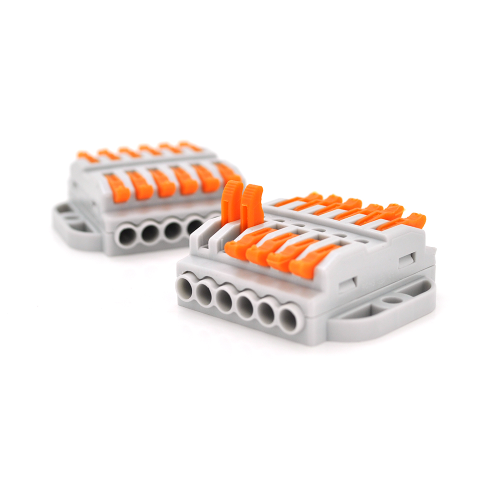 Клемна колодка з натискними затискачами Voltronic, аналог WAGO K223-6P, для розподільчих коробок, 6-pin, сіра