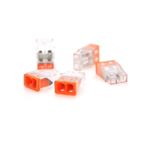 Самозатискна клема Voltronic, аналог WAGO К773-202, 2-pin, прозоро-помаранчева