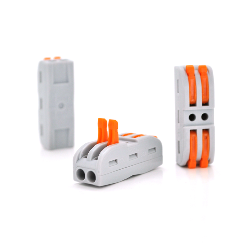 Клемна колодка з натискними затискачами Voltronic, аналог WAGO K212, для розподільчих коробок, 2-pin, cіра