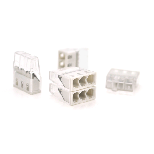 Самозатискна клема Voltronic, аналог WAGO К773-203, 3-pin, прозоро-сіра