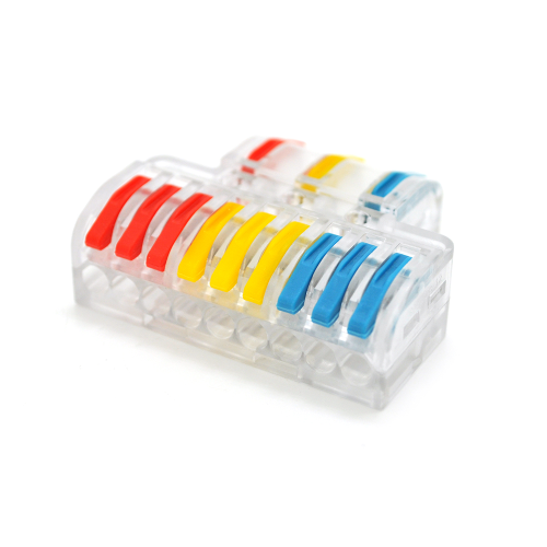 Клемна колодка з натискними затискачами Voltronic LT-933, для розподільних коробок, 3х9-дроти, 450V/32A, прозора