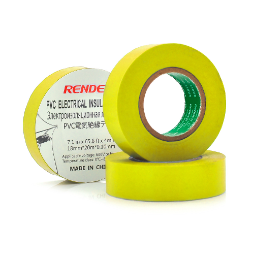 Ізоляційна стрічка RENDER, 0.10x18мм, 20м, 2000V, міцність 20Н/см, жовта, 10шт в упаковці