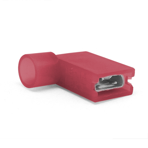 Наконечник кабельний Voltronic, кутовий, ножовий (гніздо), повністю в ізоляції 0.8х6.35мм, перетин дроту 0.5-1.5мм2, 10А