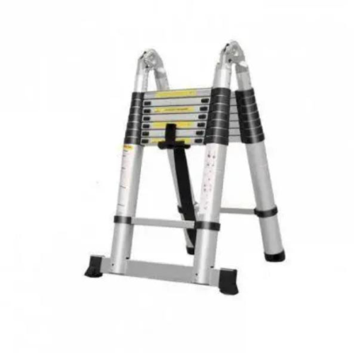 Телескопічні сходи 2.5м подвійні 6+6 ступенів, нержавіюча сталь, до 150кг, ширина 45см, вага 17.38кг, Box