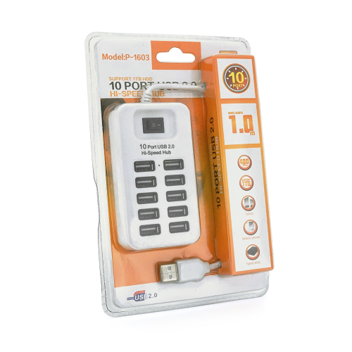 USB-хаб Voltronic 05730, USB 2.0, 10 портів, 480Mbts High Speed, Passive, Blister