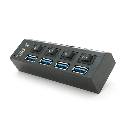 USB-хаб Voltronic YT-3H4S, USB 3.0, 4 порти, з перемикачами, підтримка до 1TB, Пакет