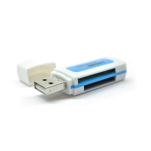 Кардрідер універсальний MERLION CRD-5VL, 4в1, TF/MicroSD, USB 2.0, Blue, OEM, Q1500