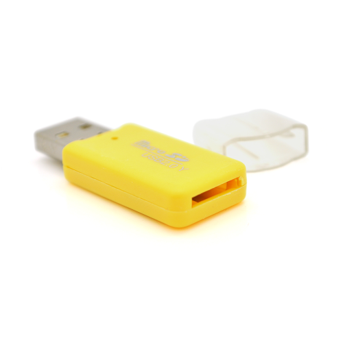 Кардрідер універсальний MERLION CRD-1VL, TF/MicroSD, USB 2.0, Yellow, OEM, Q100
