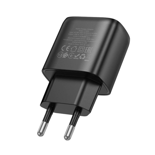 Мережевий зарядний пристрій HOCO C140A, 1xUSB, 18W, Black, Blister