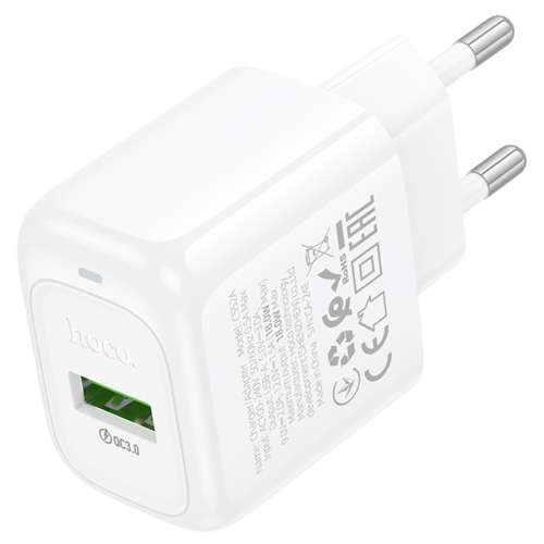 Мережевий зарядний пристрій HOCO CS52A, 1xUSB, 18W, White, Blister