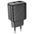 Мережевий зарядний пристрій HOCO CS23A, USB Type-C/USB, 30W, Black, Box