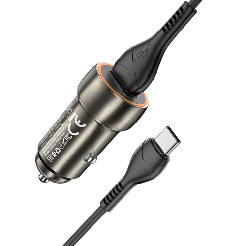 Автомобільний зарядний пристрій HOCO Z46, 1xUSB, кабель USB Type-C, 18W, кабель 1м, Black, Box