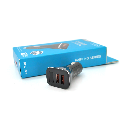 Автомобільний зарядний пристрій iKAKU KSC-527 KAIFENG, 2xUSB, 5V, 2.8A, Black, Blister-box