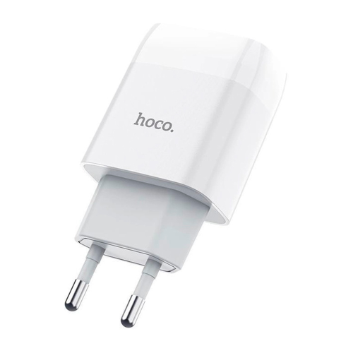 Мережевий зарядний пристрій HOCO C73A, 2xUSB, 2.4A, кабель MicroUSB, довжина кабелю 1м, White, Blister