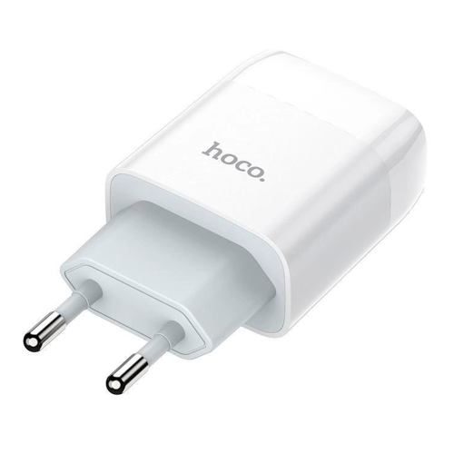 Мережевий зарядний пристрій HOCO C73A, 2xUSB, 2.4A, кабель MicroUSB, довжина кабелю 1м, White, Blister