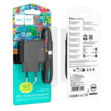 Мережевий зарядний пристрій HOCO CS17A, 1xUSB, 22.5W, кабель USB Type-C, довжина кабелю 1м, Black, Blister