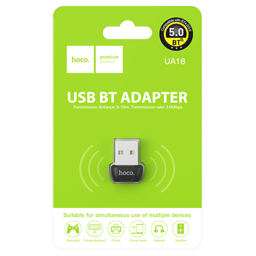 Bluetooth-адаптер HOCO UA18, USB, Bluetooth 5.0, Blister
