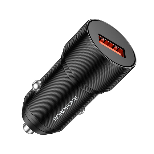 Автомобільний зарядний пристрій BOROFONE BZ19A, 2xUSB, кабель Lightning, 2.4A, довжина кабелю 1м, Black, Box
