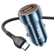 Автомобільний зарядний пристрій HOCO Z46, 1xUSB, кабель USB Type-C, 18W, кабель 1м, Blue, Box