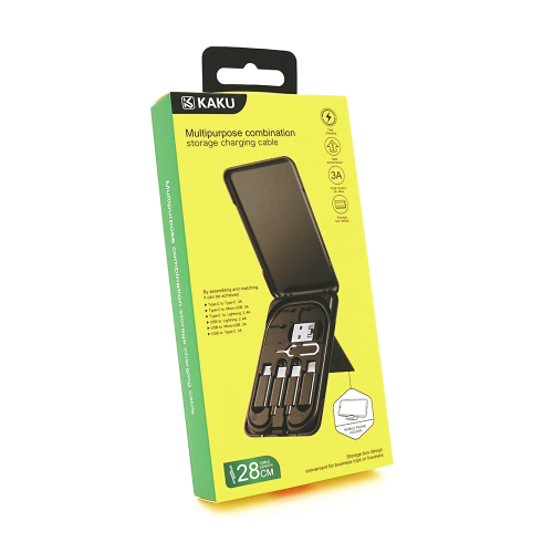 Кабель iKAKU KSC-325 KUHE, USB Type-A to MicroUSB/Lightning/USB Type-C, 3A, довжина 1м, Black, BOX