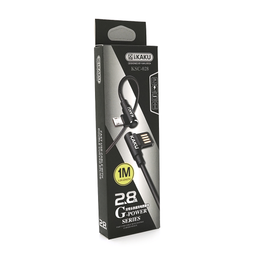 Кабель iKAKU KSC-028 JINDIAN, USB Type-A to MicroUSB, 2.4A, довжина 1м, Black, BOX