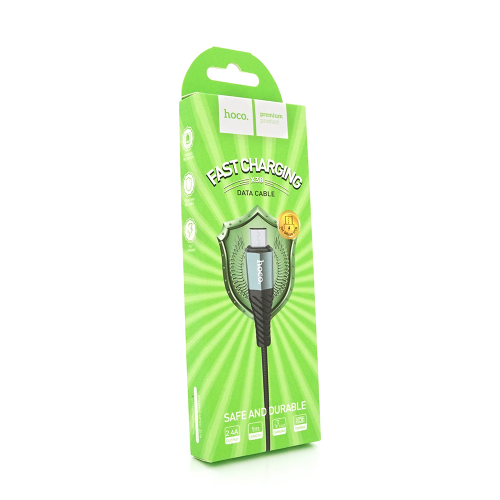 Кабель Hoco X38, USB Type-A to MicroUSB, 2.4A, довжина 1м, Black, BOX
