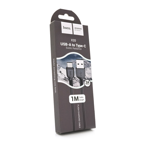 Кабель Hoco X20, USB Type-A to USB Type-C, 3A, довжина 1м, Black, BOX
