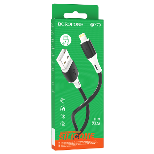 Кабель Borofone BX79, Lighting-USB, 2.4A, довжина 1м, Black, BOX