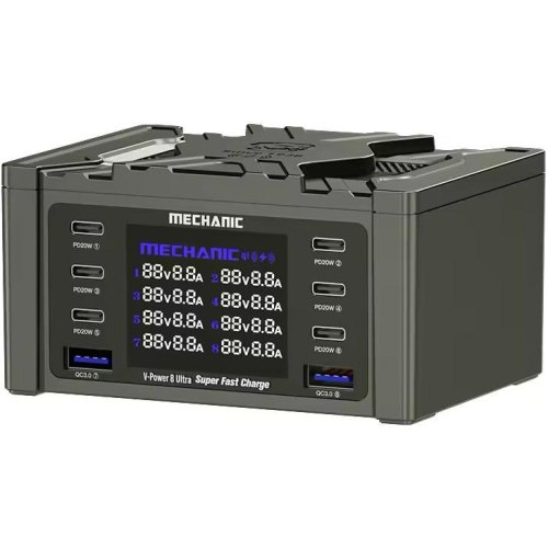 Мережевий зарядний пристрій Mechanic V-Power 8 Ultra 160W Gray