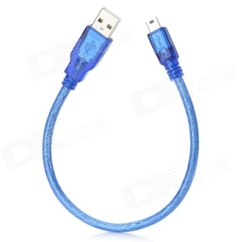Кабель USB 2.0 RITAR (AM / Mini 5 pin) 0,3 м, синій прозорий